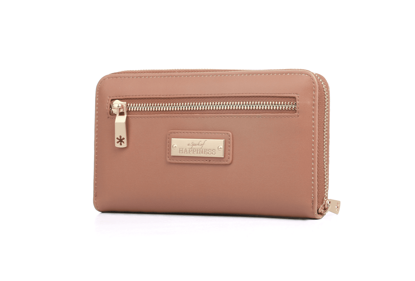 grote dames portemonnee lichtbruin retro