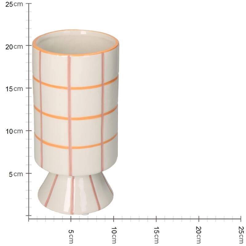 retro vaas keramiek met streepjes