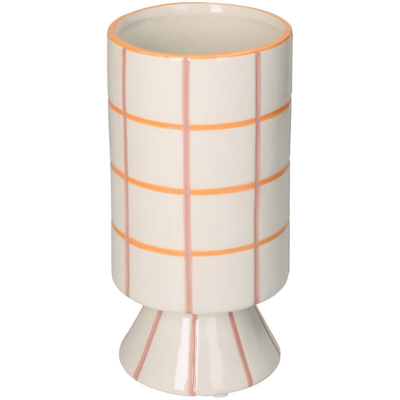 retro vaas op voet tegellook keramiek