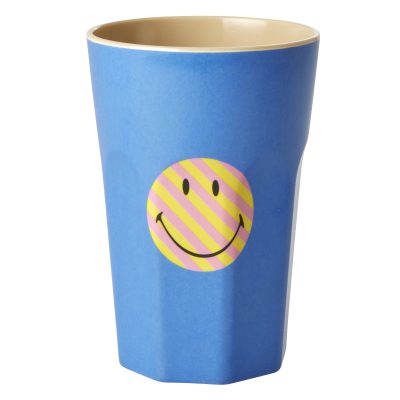 melamine cup large blauw met smiley