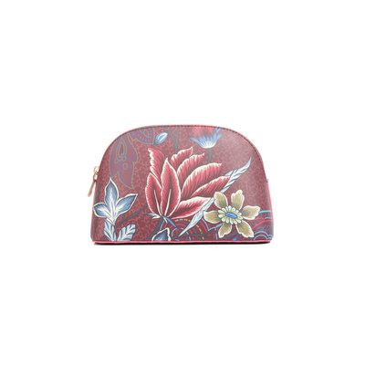 toilettas donkerrood bloem