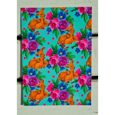 kaartje met bloemen en hertjes