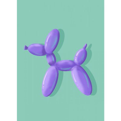 kaartje met hond van ballonnen