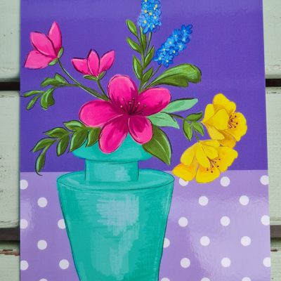 kaartje met kleurrijke bloemen