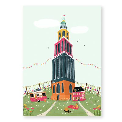 ansichtkaart met martinitoren groningen