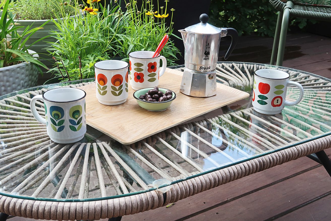 retro mokjes keramiek set van 4