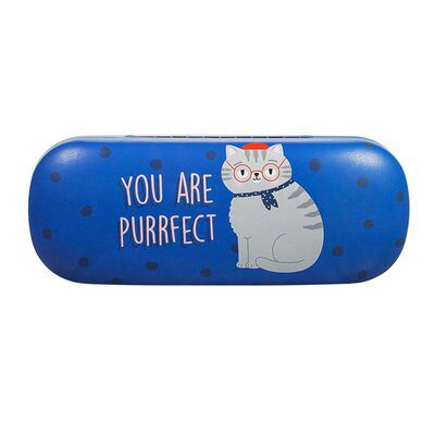 hardcase brillenkoker blauw kat