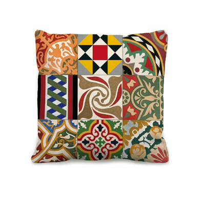 kussen katoen met spaanse tegeltjes