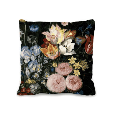 kussenhoesje vintage bloemen zwart