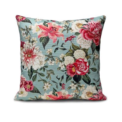 retro kussenshoesje bloemen blauw