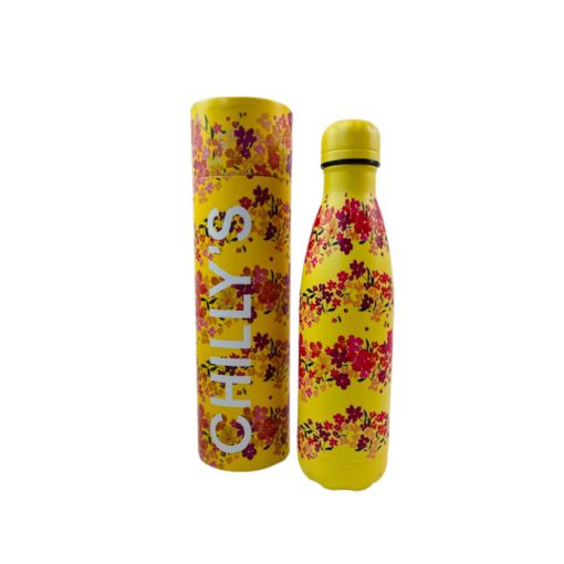 thermosfles chilly's geel bloemen 500 ml