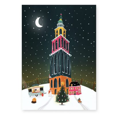 martinitoren in de winter ansichtkaart