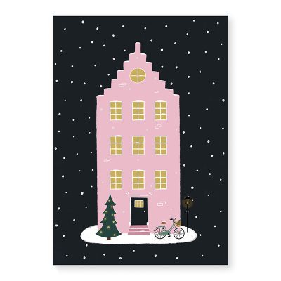 kerstkaart winter grachtenpandje