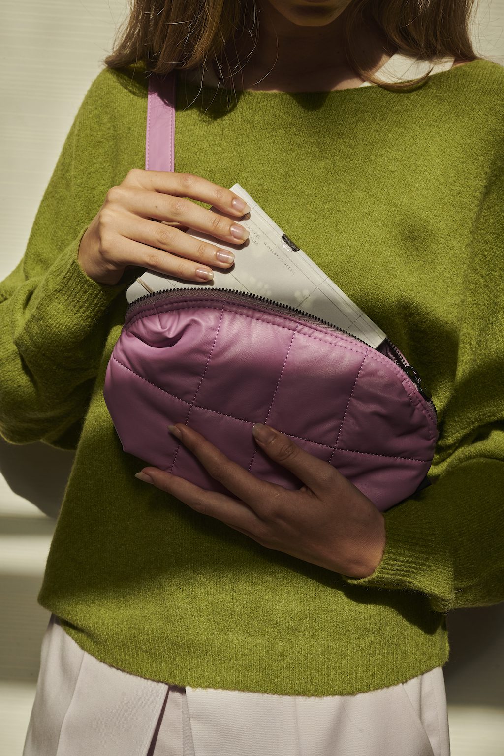 heuptasje lila gewatteerd