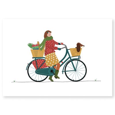ansichtkaart met hollandse fiets