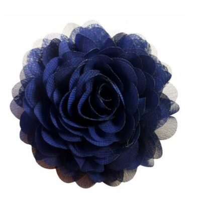 corsage bloem van chiffon in donkerblauw, jeans kleur