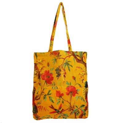 kleurrijke shopper ribfluweel geel