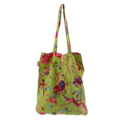 groene shopper met paradise print