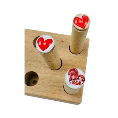 kaarthouder hout met magneet hartjes