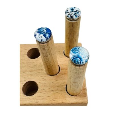 kaarthouder bloemen blauw