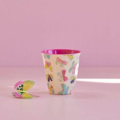 beker melamine met vlinders