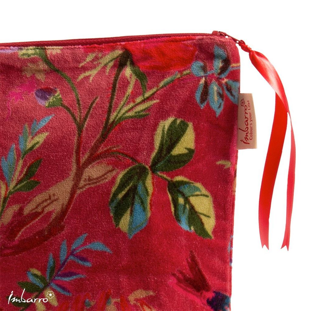 toilettasje sangria print paradise van fluweel