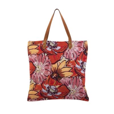 Shopper met rits - Bloemen Peony Rood - Imbarro