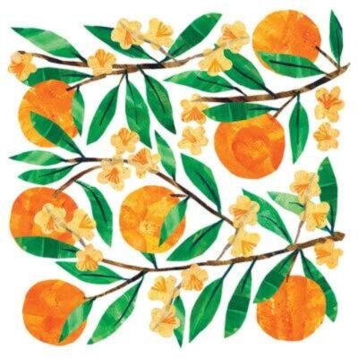servetten met fruit oranje