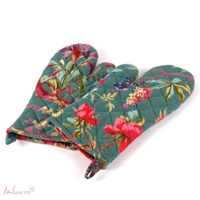 Ovenwanten - Paradise - Emerald Blauw - set van 2 - Imbarro - Afbeelding 4