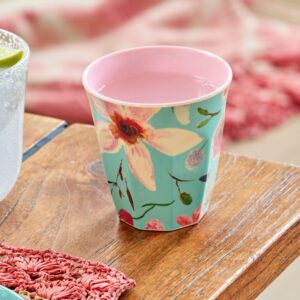 melamine beker blauw met bloemen