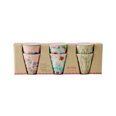 Melamine Espresso cup - bloemen - set van 6 - Rice