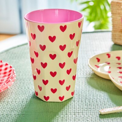 Melamine beker large - Darling Heart - Rice