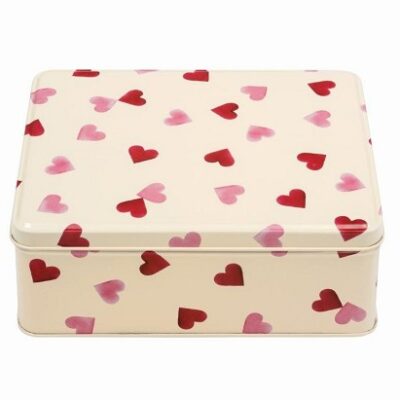 koekblik met roze en rode hartjes rechthoek