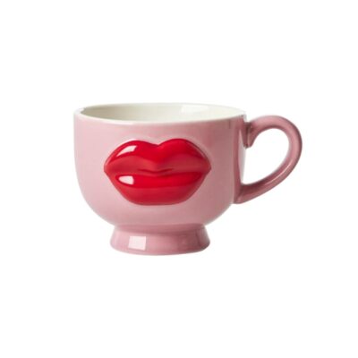 koffie mok roze met lippen