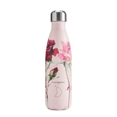 thermosfles rvs zachtroze met rozen merk Chilly's 500ml