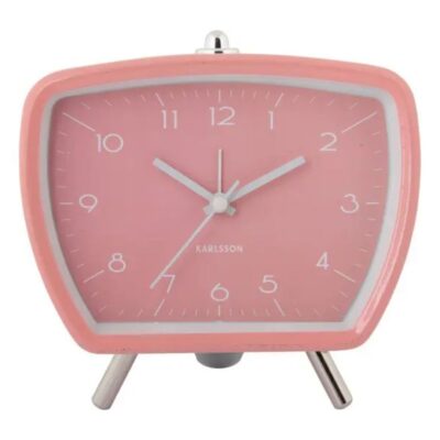 roze retro wekker analoog op batterijen karlsson