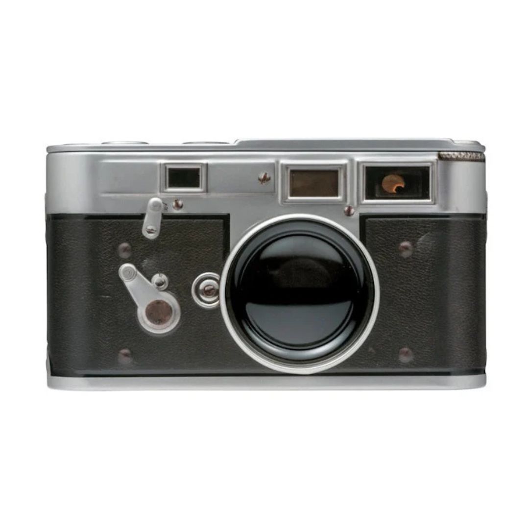 retro opbergblikje in de vorm van vintage foto camera