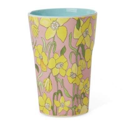 hoge beker van melamine met narcissen
