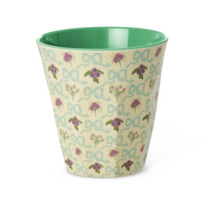 beker middelhoog met strikjes en bloemen melamine