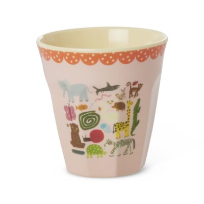 roze kinder beker melamine met wilde dieren