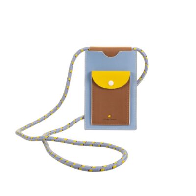 blauw met geel telefoontasje