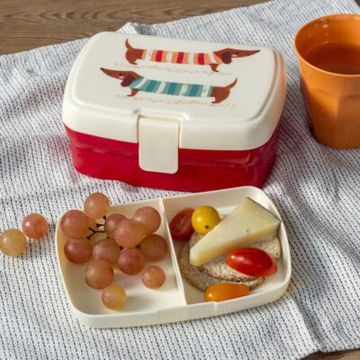 bento box met uitneembaar vakken met tekkel print