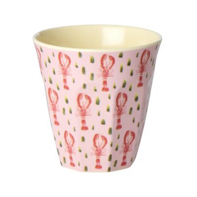 medium beker van melamine met zee kreeften, roze