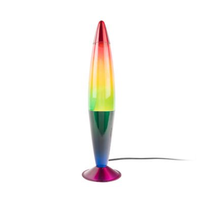 lava lamp multicolor met groene voet, retro tafellamp