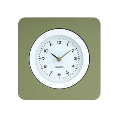 wand klok in army groen met duidelijke wijzerplaat, merk Karlsson