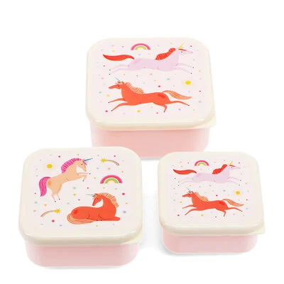 set van 3 brooddoosjes met unicorn roze