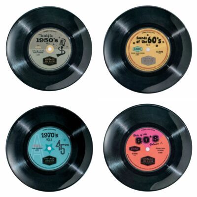 bord van blik met retro LP design
