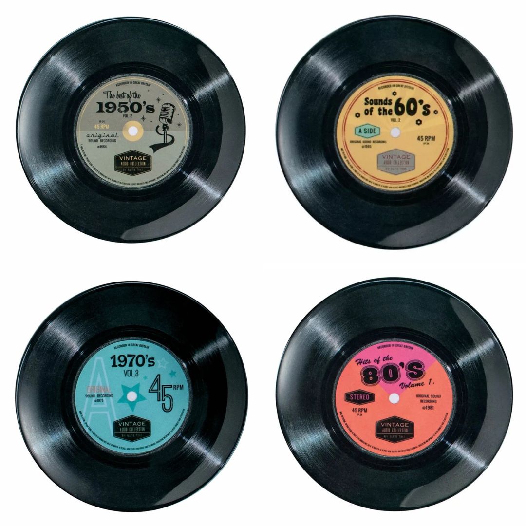 bord van blik met retro LP design