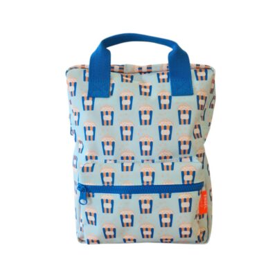 rugtas medium voor kinderen met popcorn print blauw