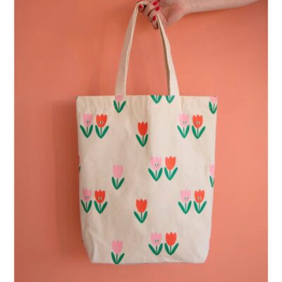 katoenen tas ecru met tulpen print Anne Pascal